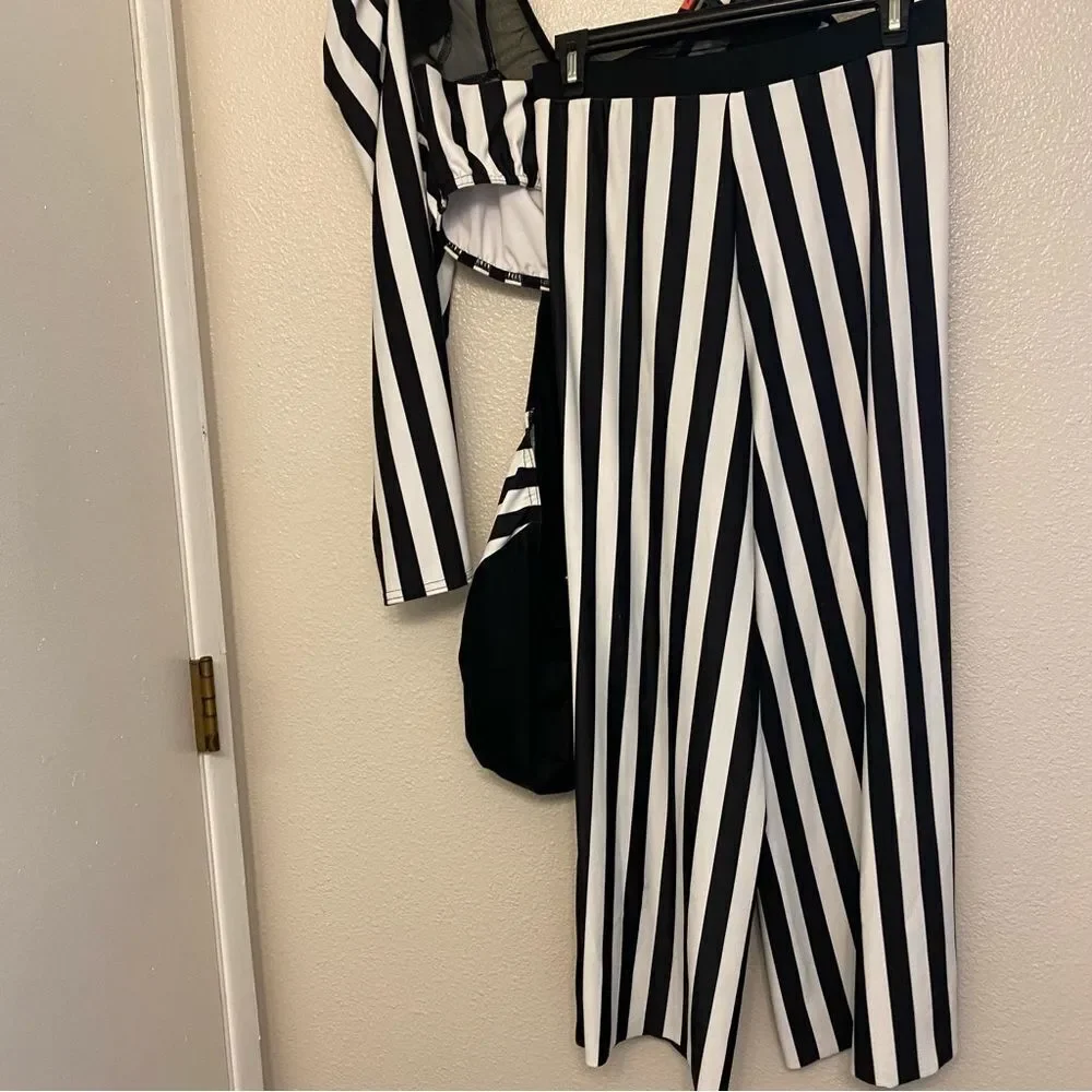 Kelle dancecostume black white stripe THE SPACE BETWEEN LEOTARD Pants 5331 LA